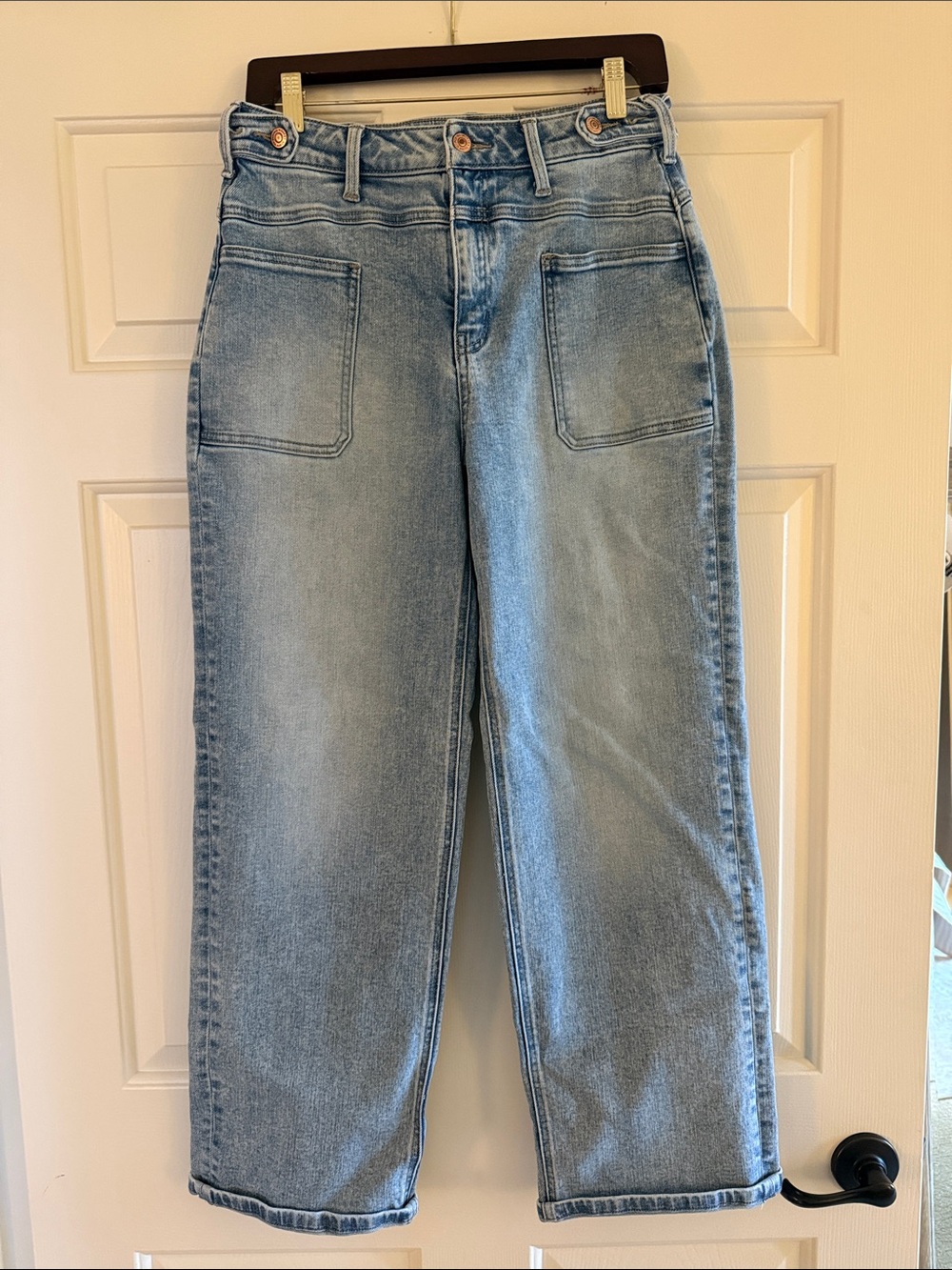 Flying Monkey Light Blue Straight Leg Jeans with Front Patch Pockets size 28